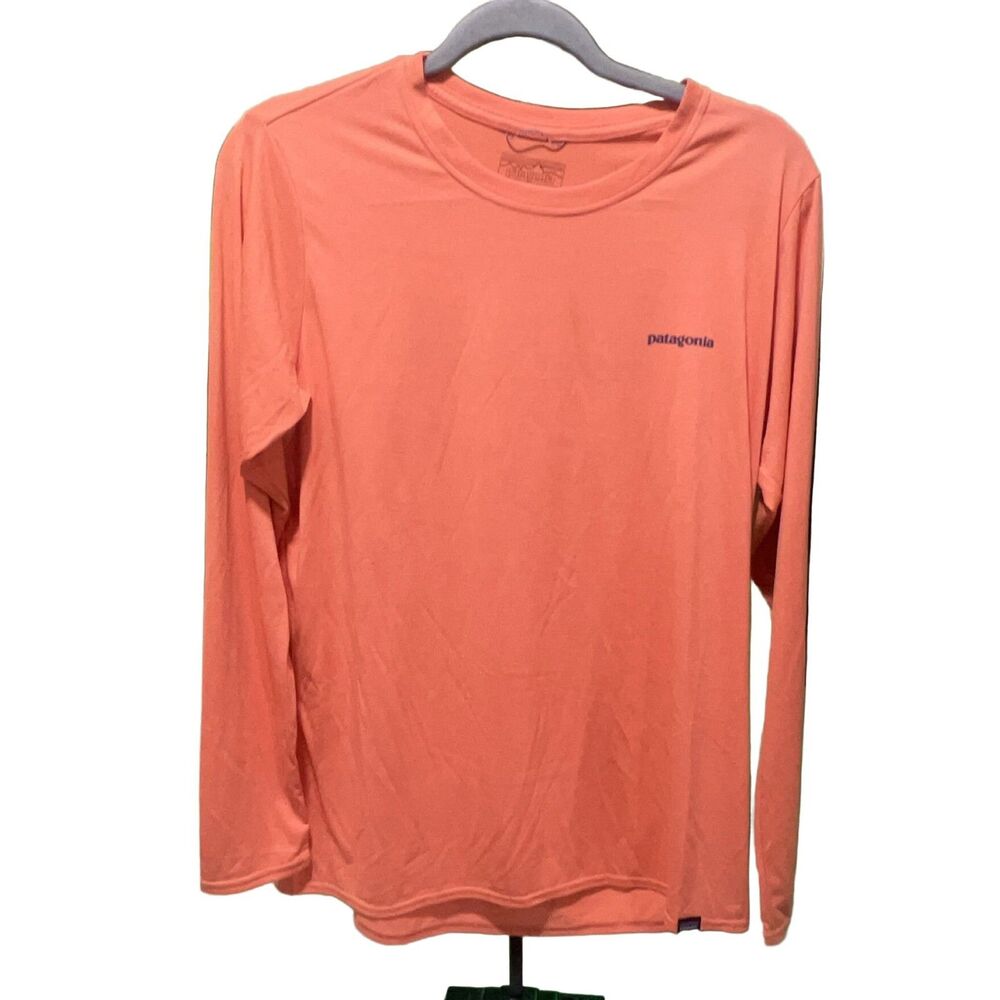 Patagonia Capilene Cool Daily Long Sleeve T-Shirt Men's L Orange Waves Graphic